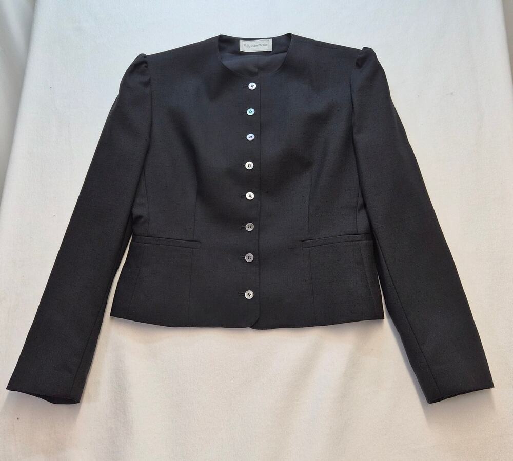 Evan-Picone Vintage Black Short Jacket Structured Blazer Women's 12 Career Work